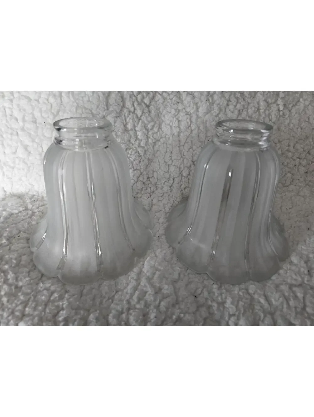 (2pc) Vintage Fluted Frosted Glass Tulip Light Fixture Globe 5.5
